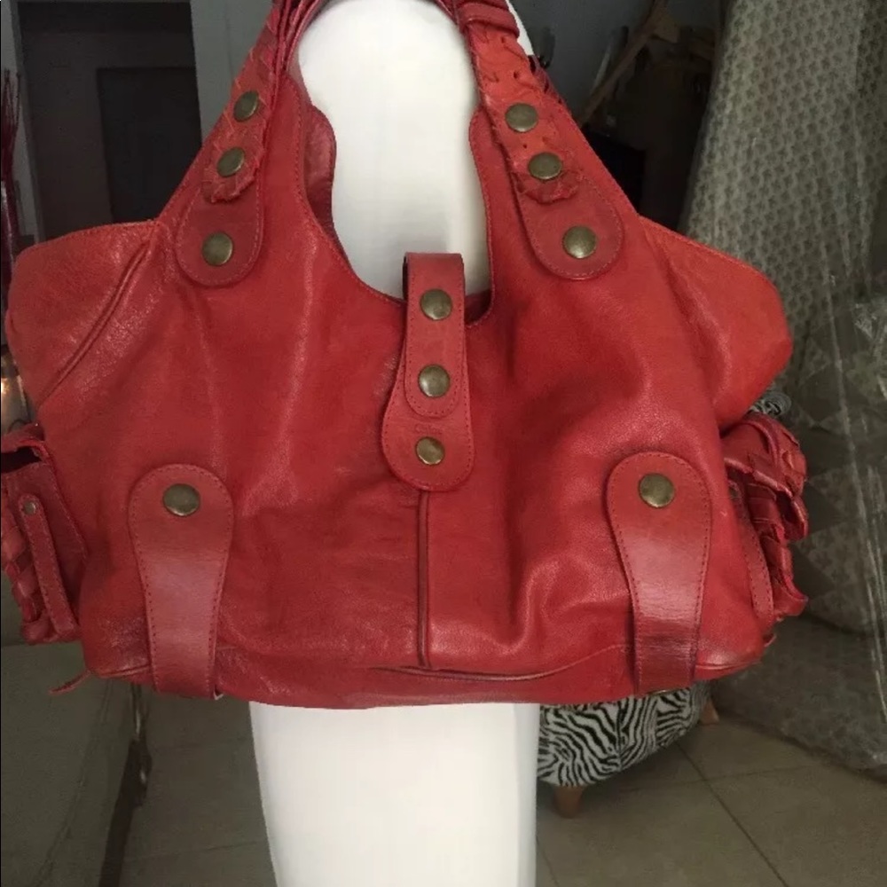 CHLOE LARGE RED SILVERADO HANDBAG
